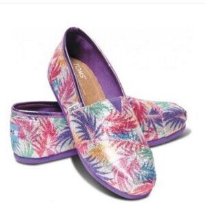 TOMS Multi Hyper Clear Palms Glitter Youth Girls Classics Size 2.5Y